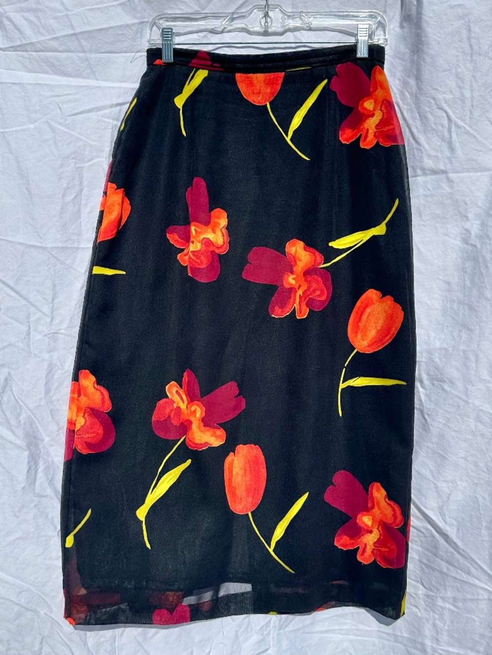 Abstract Floral 90s Midi Skirt